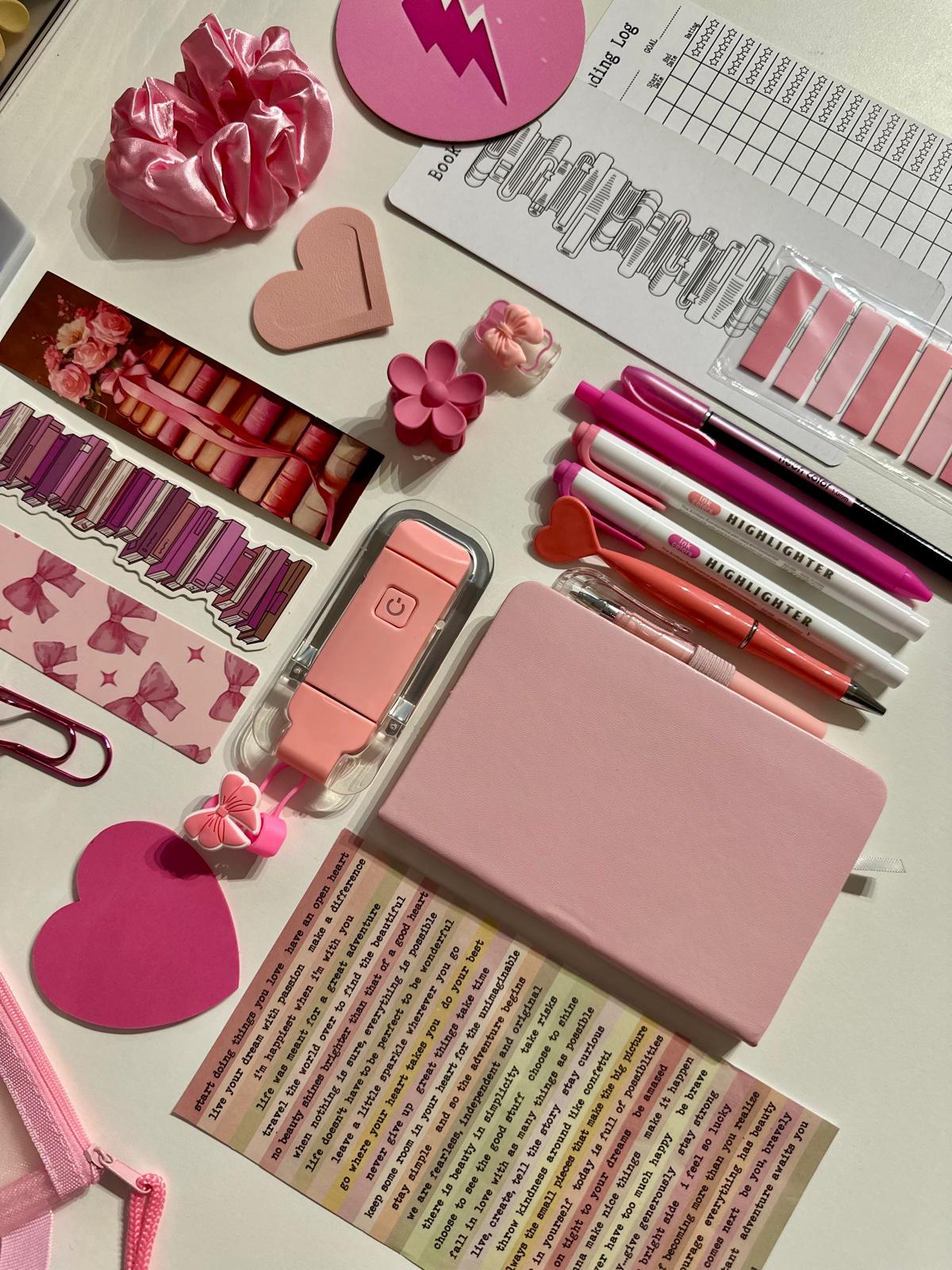 Deluxe Pink Bookish Bundle | Aesthetic Book Lover Gift with Stationery & Accessories