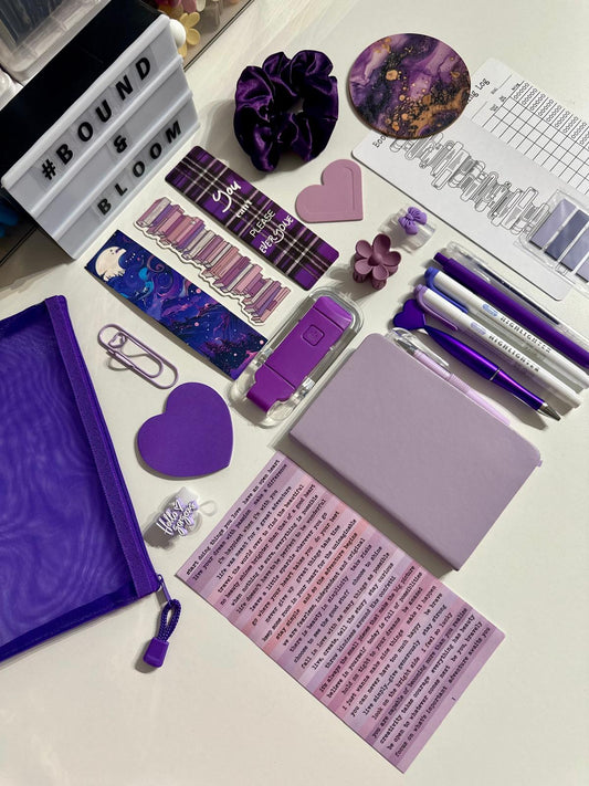 Deluxe Purple Bookish Bundle | Aesthetic Book Lover Gift with Stationery & Accessories