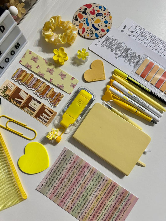 Deluxe Yellow Bookish Bundle | Aesthetic Book Lover Gift with Stationery & Accessories
