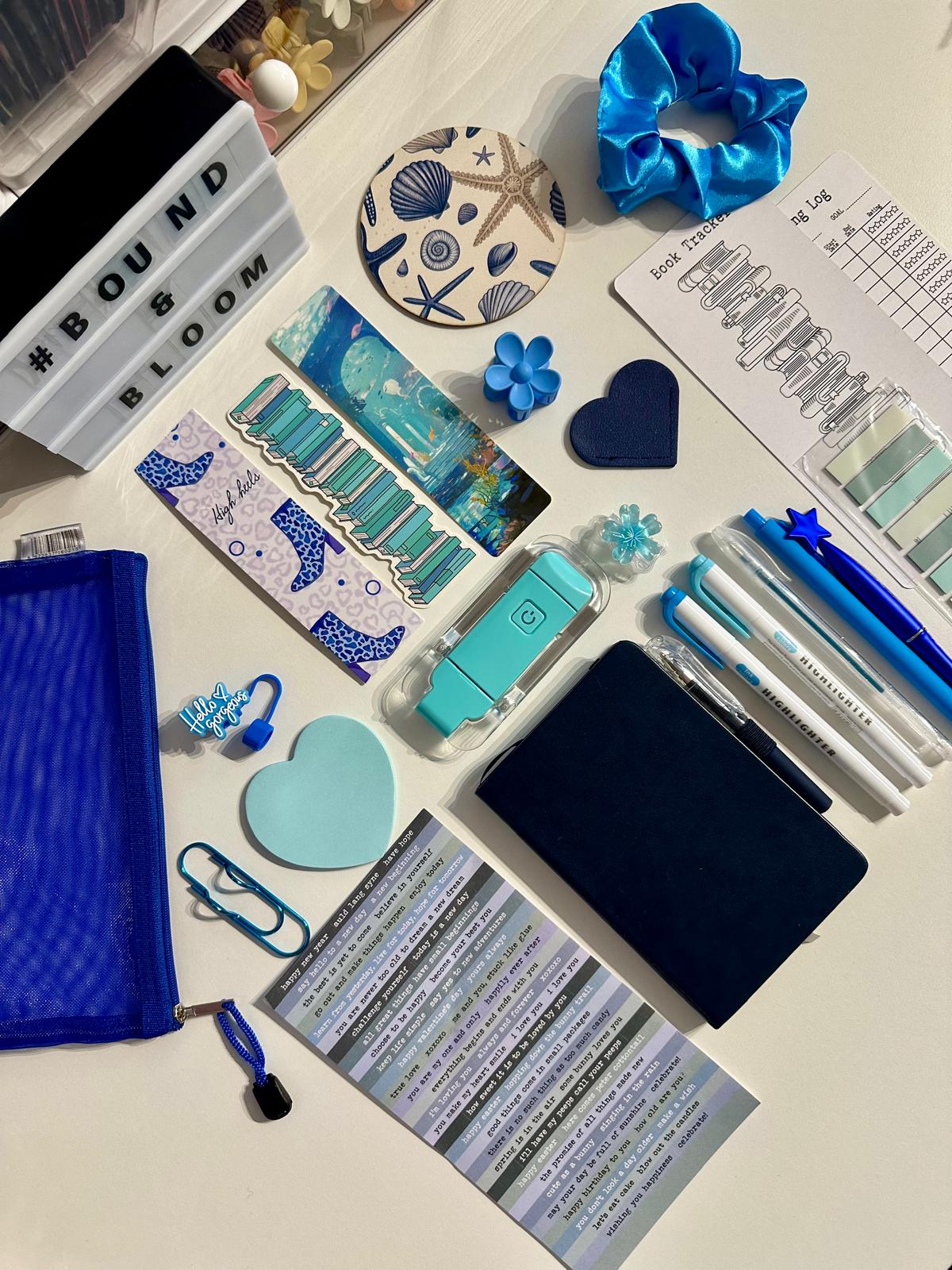 Deluxe Blue Bookish Bundle | Aesthetic Book Lover Gift with Stationery & Accessories