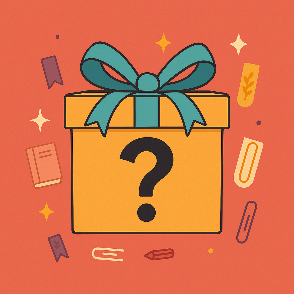 Mystery Bookish Bundle – multicolor surprise gift box for book lovers & stationery fans ✨📚
