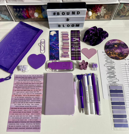 Deluxe Purple Bookish Bundle | Aesthetic Book Lover Gift with Stationery & Accessories