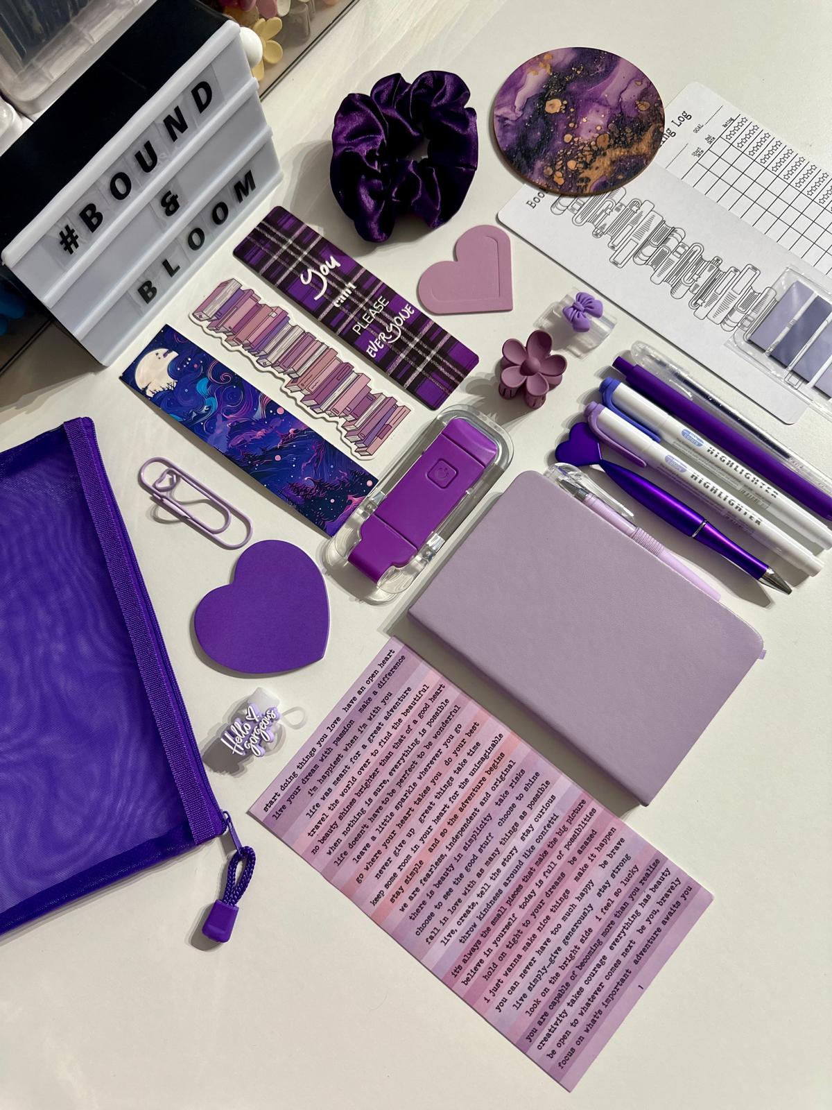 Deluxe Purple Bookish Bundle | Aesthetic Book Lover Gift with Stationery & Accessories