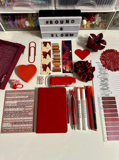 Deluxe Red Bookish Bundle | Aesthetic Book Lover Gift with Stationery & Accessories