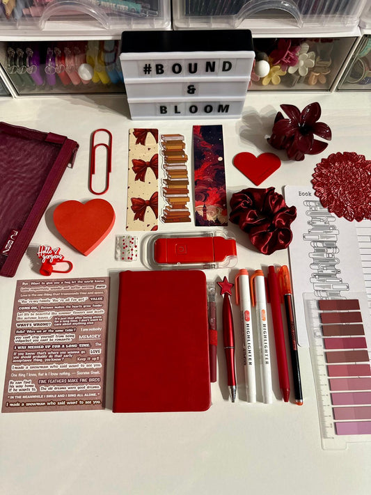 Deluxe Red Bookish Bundle | Aesthetic Book Lover Gift with Stationery & Accessories