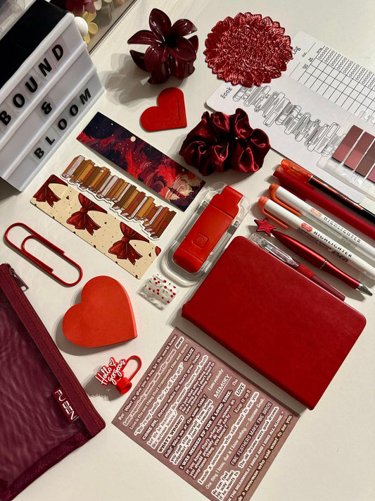 Deluxe Red Bookish Bundle | Aesthetic Book Lover Gift with Stationery & Accessories