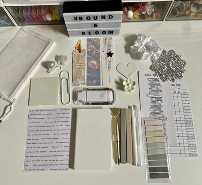 Deluxe White Bookish Bundle | Aesthetic Book Lover Gift with Stationery & Accessories