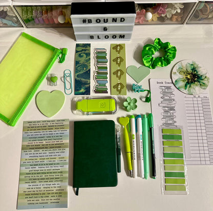 Deluxe Green Bookish Bundle | Aesthetic Book Lover Gift with Stationery & Accessories