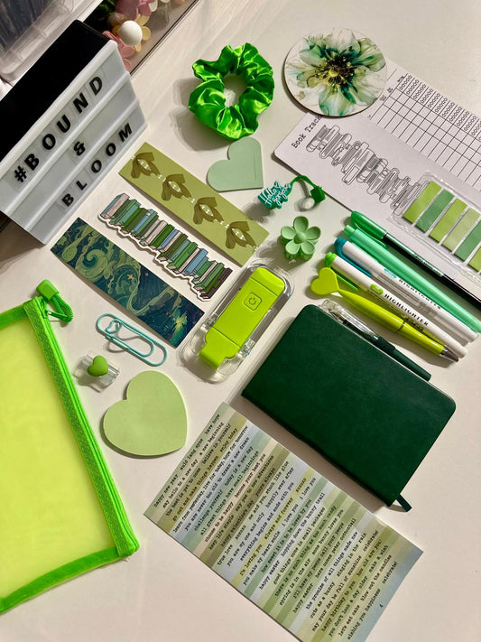 Deluxe Green Bookish Bundle | Aesthetic Book Lover Gift with Stationery & Accessories