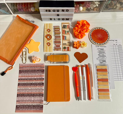 Deluxe Orange Bookish Bundle | Aesthetic Book Lover Gift with Stationery & Accessories