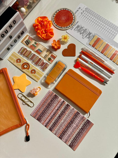 Deluxe Orange Bookish Bundle | Aesthetic Book Lover Gift with Stationery & Accessories