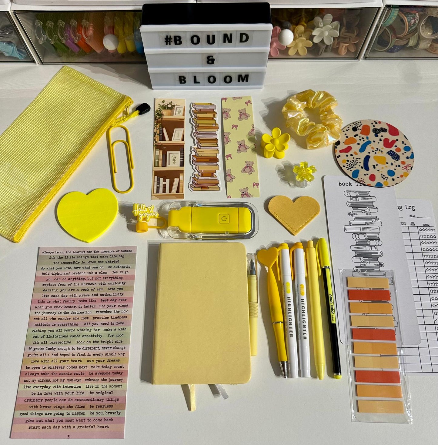 Deluxe Yellow Bookish Bundle | Aesthetic Book Lover Gift with Stationery & Accessories
