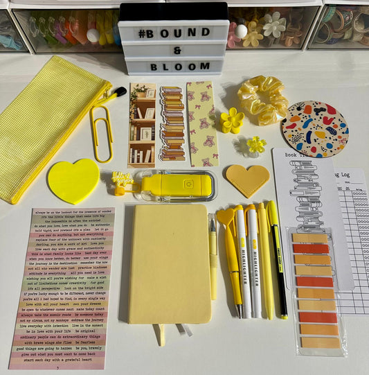 Deluxe Yellow Bookish Bundle | Aesthetic Book Lover Gift with Stationery & Accessories