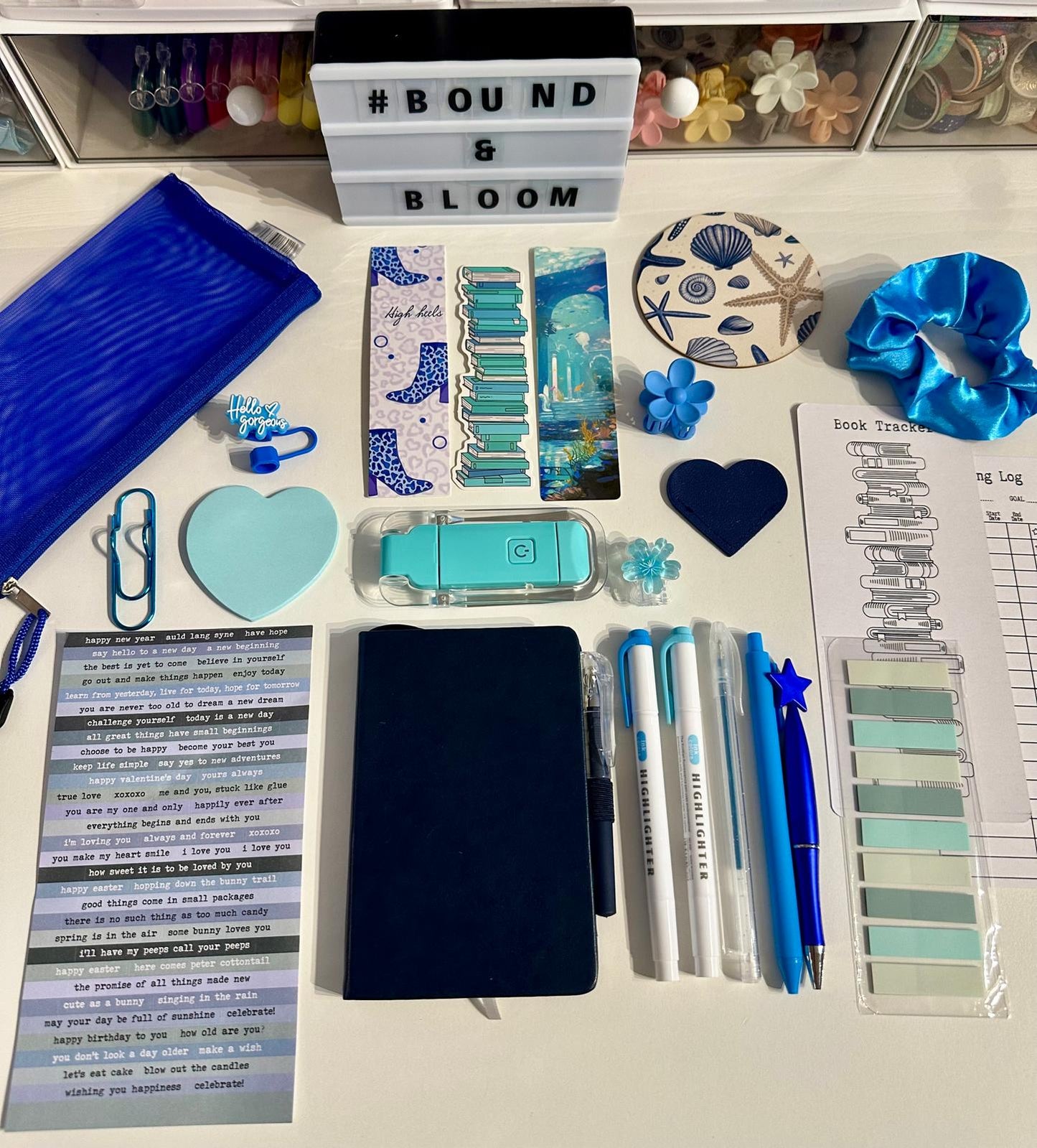 Deluxe Blue Bookish Bundle | Aesthetic Book Lover Gift with Stationery & Accessories